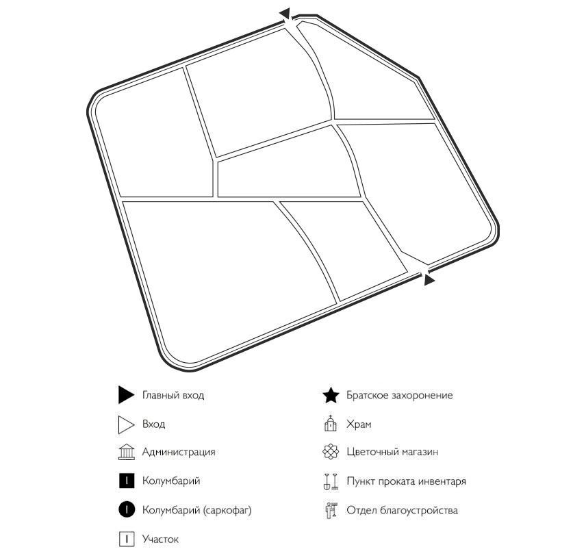 Схема кладбища Малиновка
