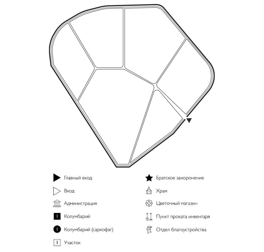 Схема кладбища Зырянское