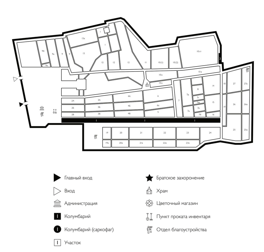Схема Троекуровского кладбища
