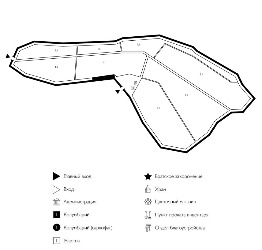 Схема Троицкого городского кладбище