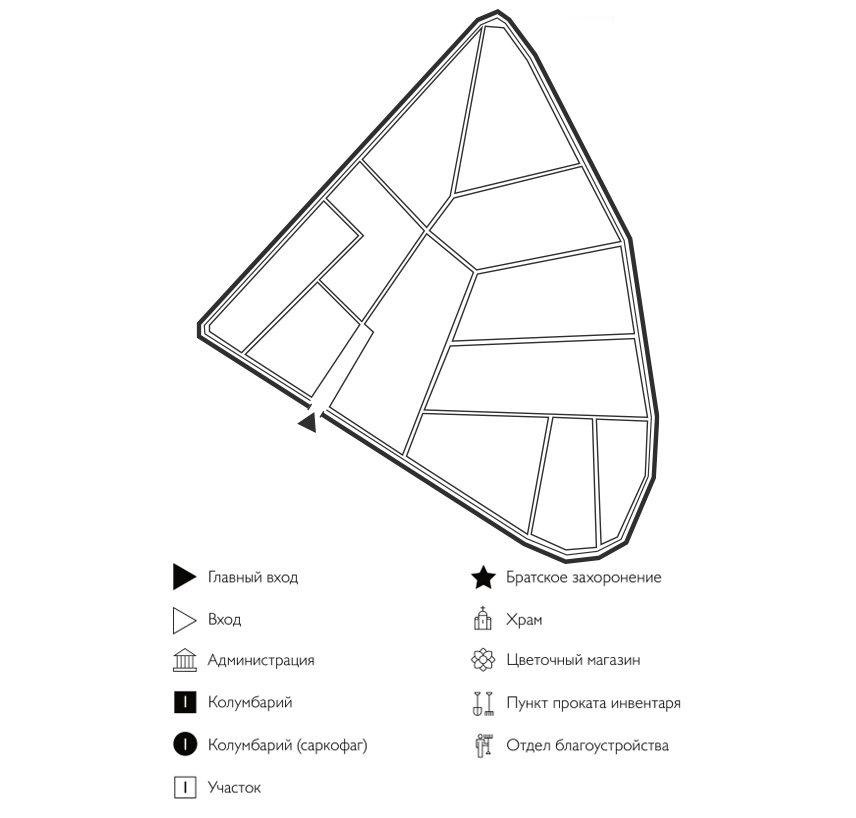 Схема Архангельского кладбища