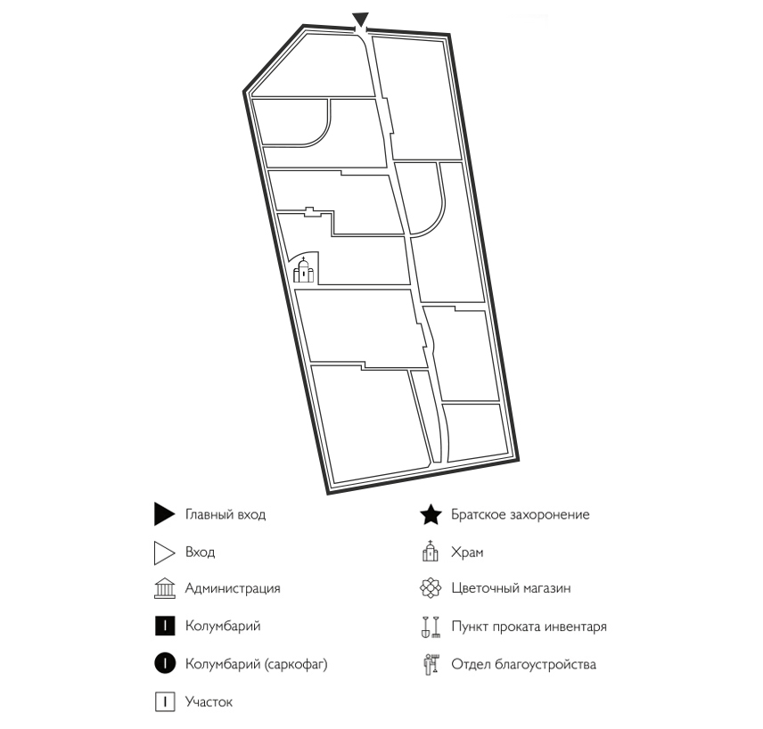 Схема Городского кладбища Болохово