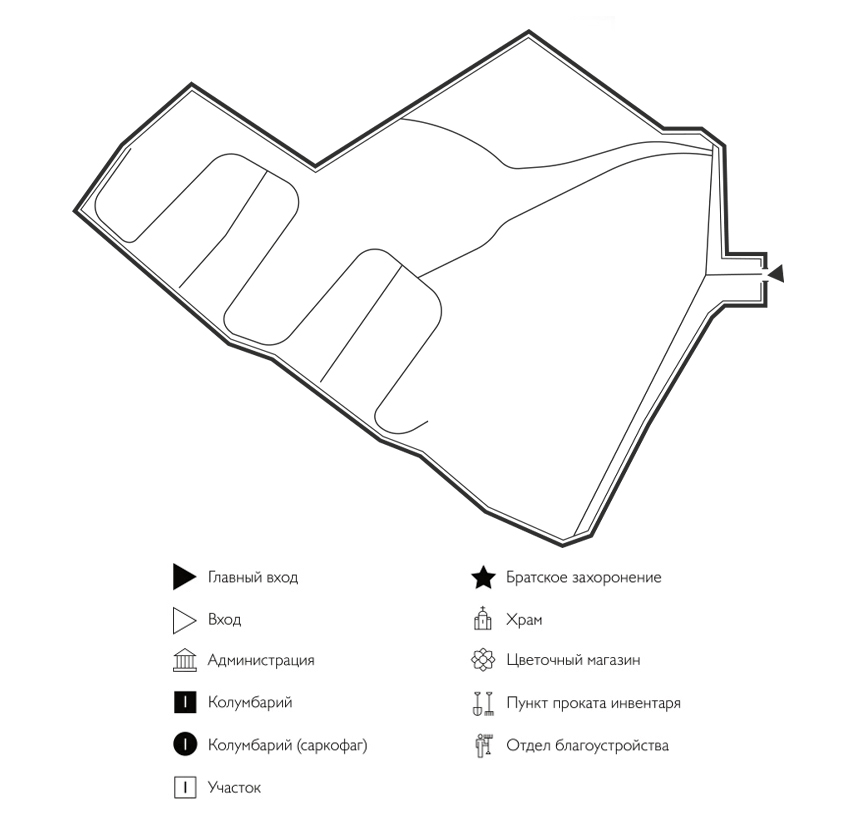 Схема Городского кладбища Киреевск