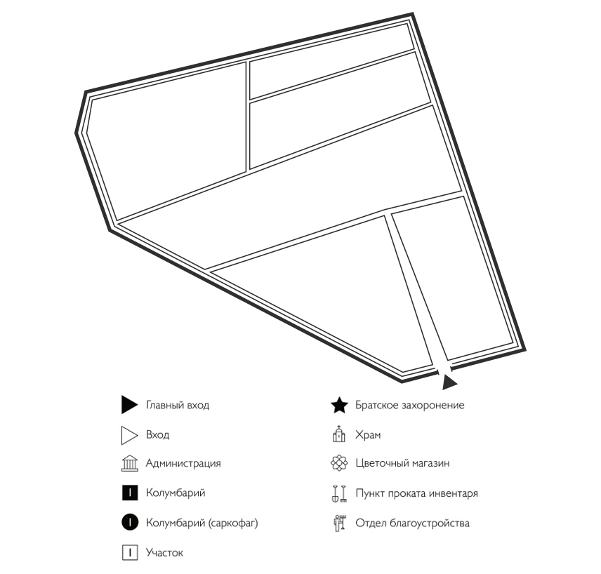 Схема кладбища Лужное