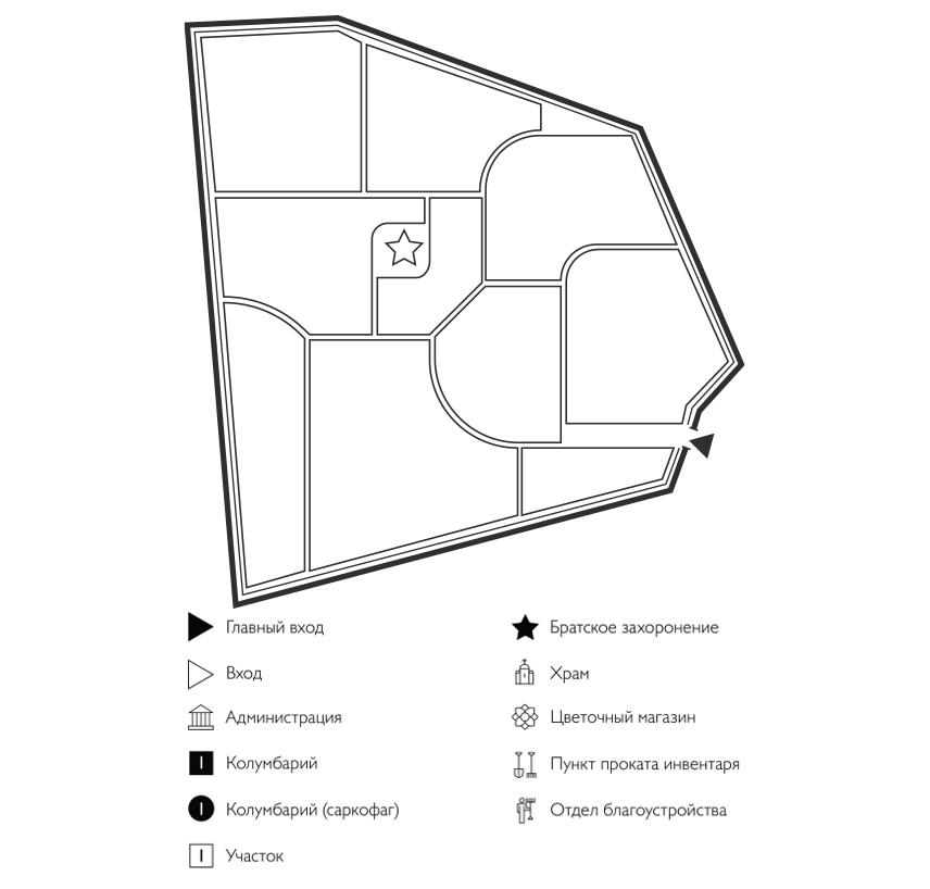 Схема кладбища Ровки 1-е