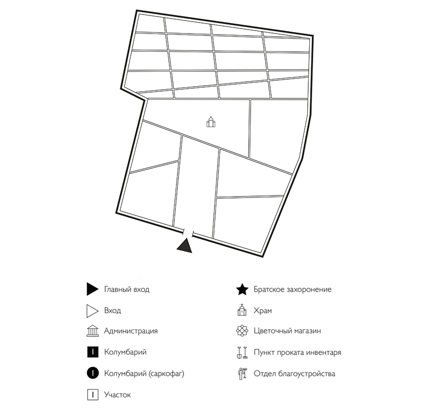 Схема Монастырского кладбища Красный Бор
