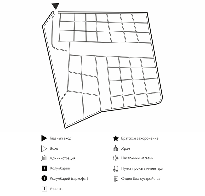 Схема Неготинского кладбища