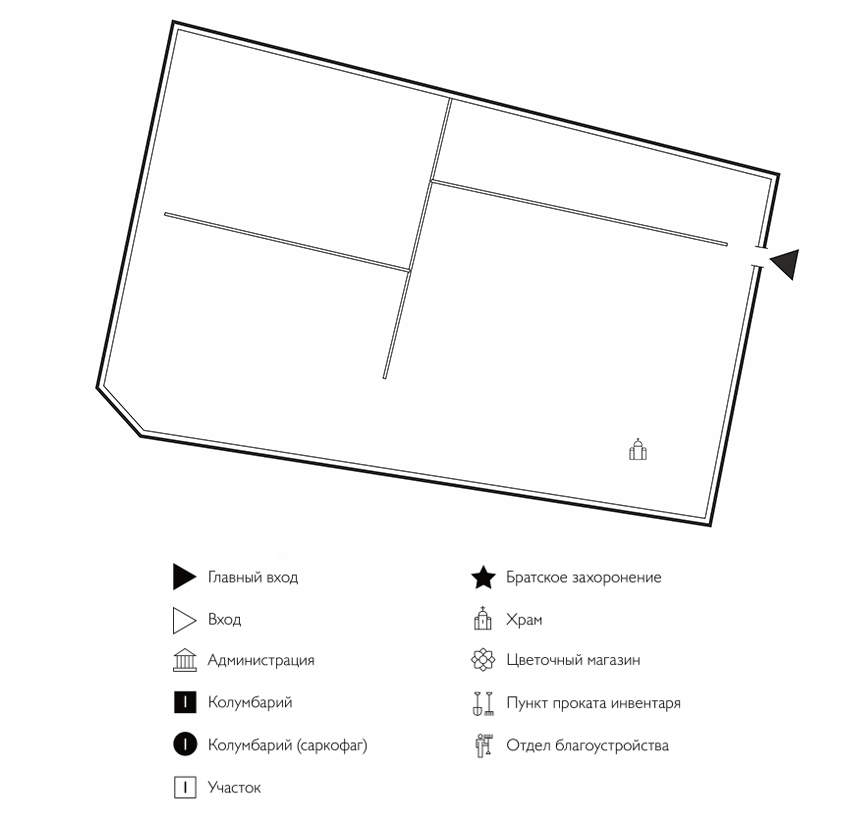 Схема кладбища Неопалимая Купина