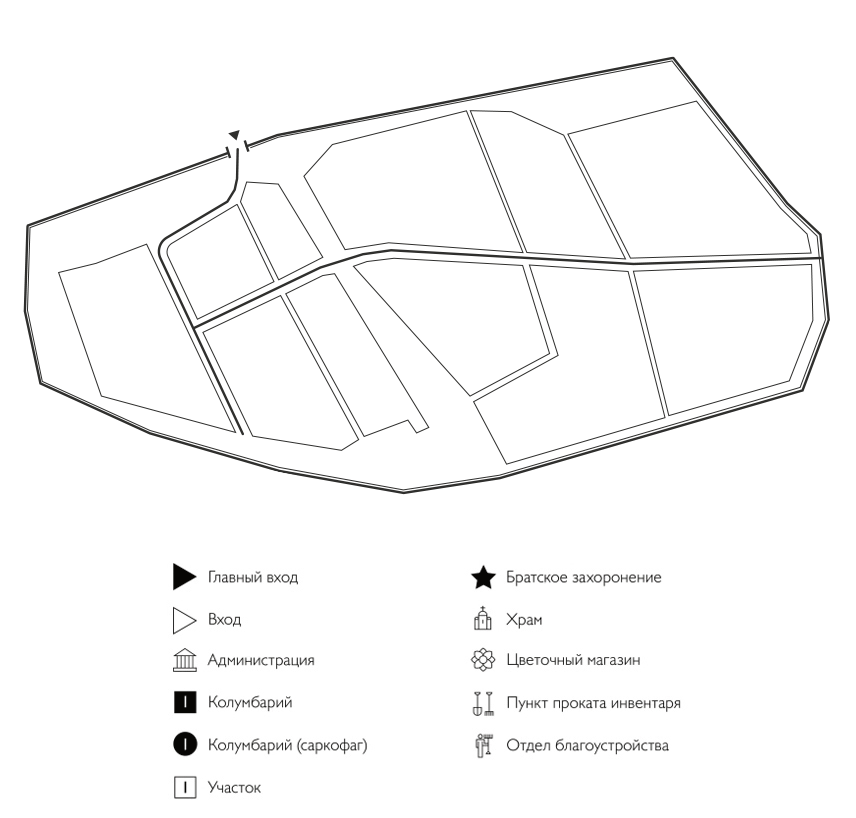 Схема Озерецкого кладбища