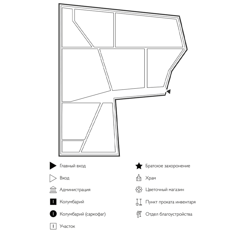 Схема Кладбища Васильевский Мох