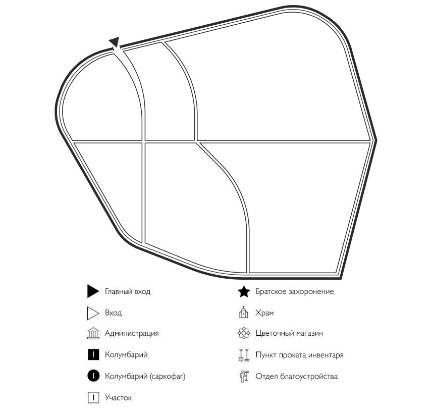 Схема кладбища Космакова