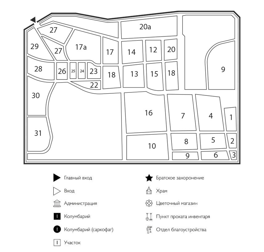 Схема Верхнеборского кладбища
