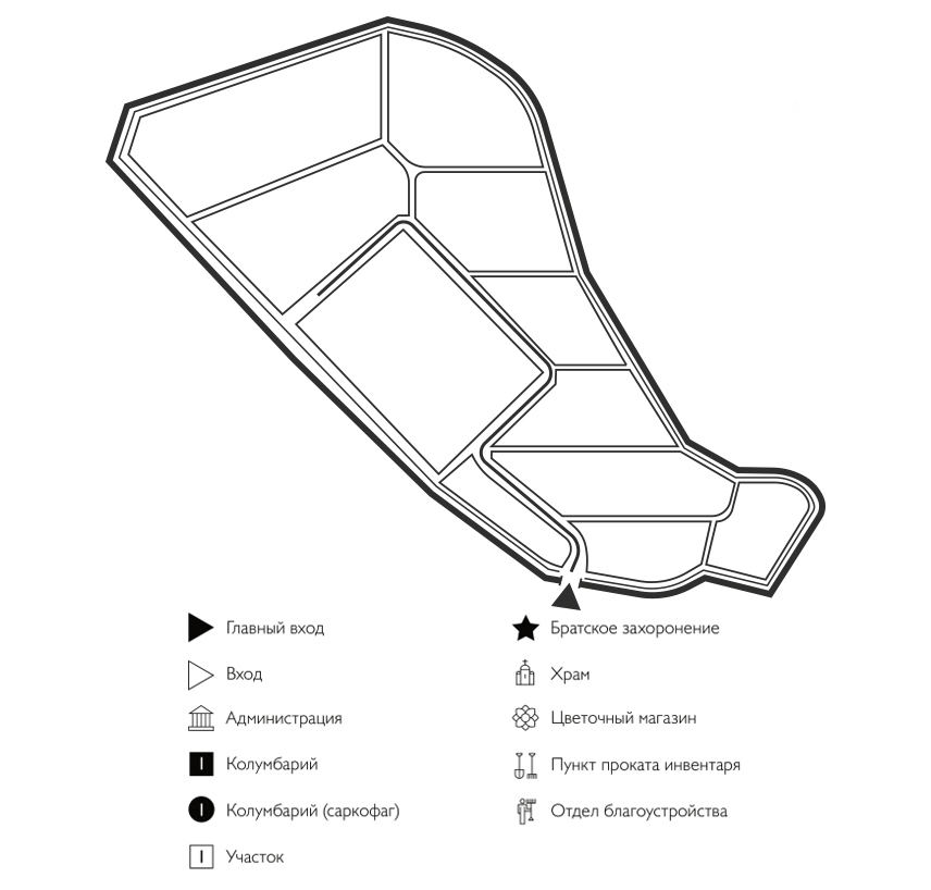 Схема Западного кладбища