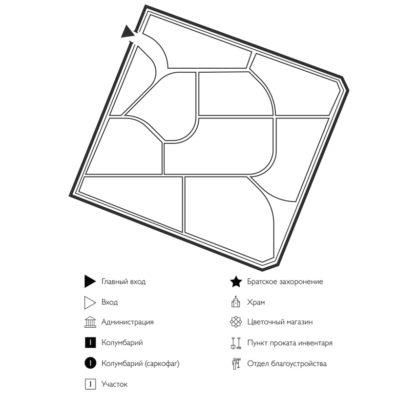 Схема Нового Баратаевского кладбища