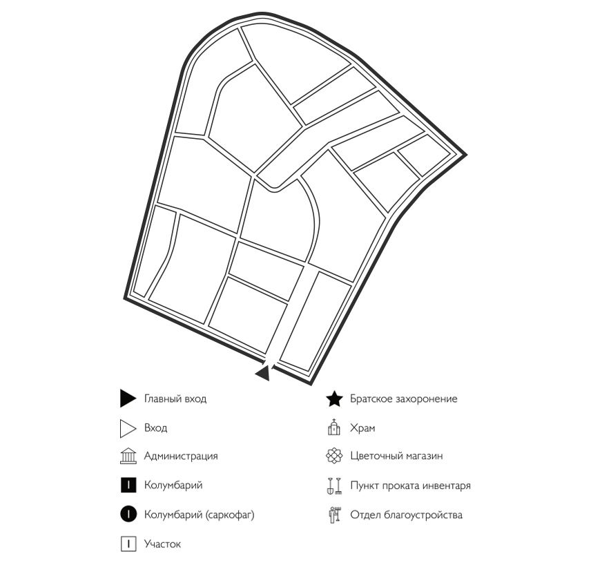 Схема Богословского кладбища