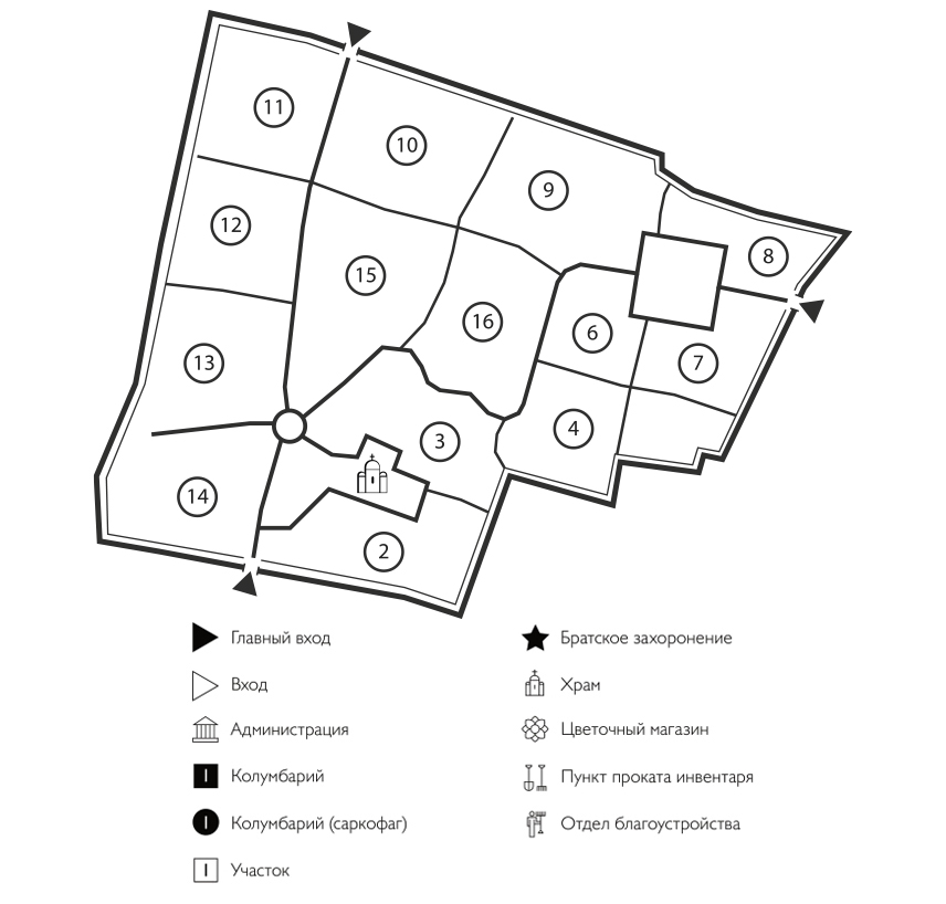 Схема Князь-Владимирского кладбища