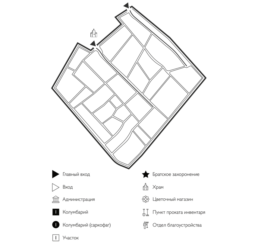 Схема Центрального кладбища