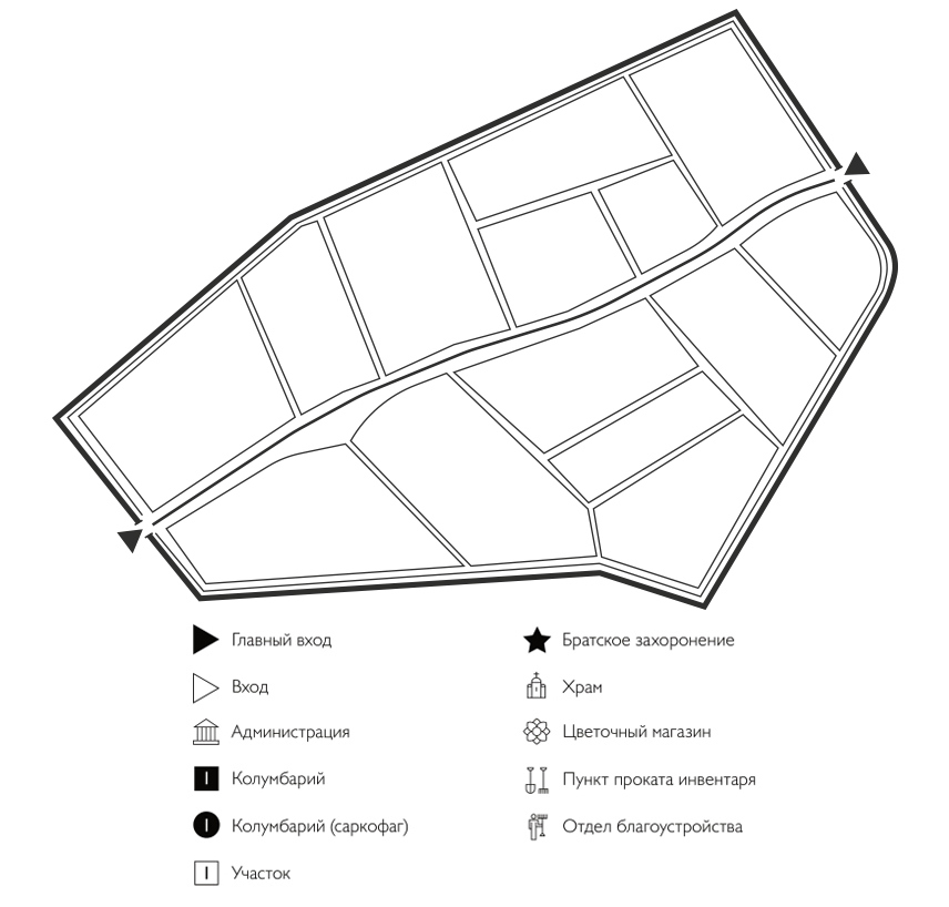 Схема Нового Боголюбовского кладбища