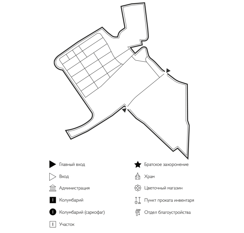 Схема Троицко-Никольского кладбища