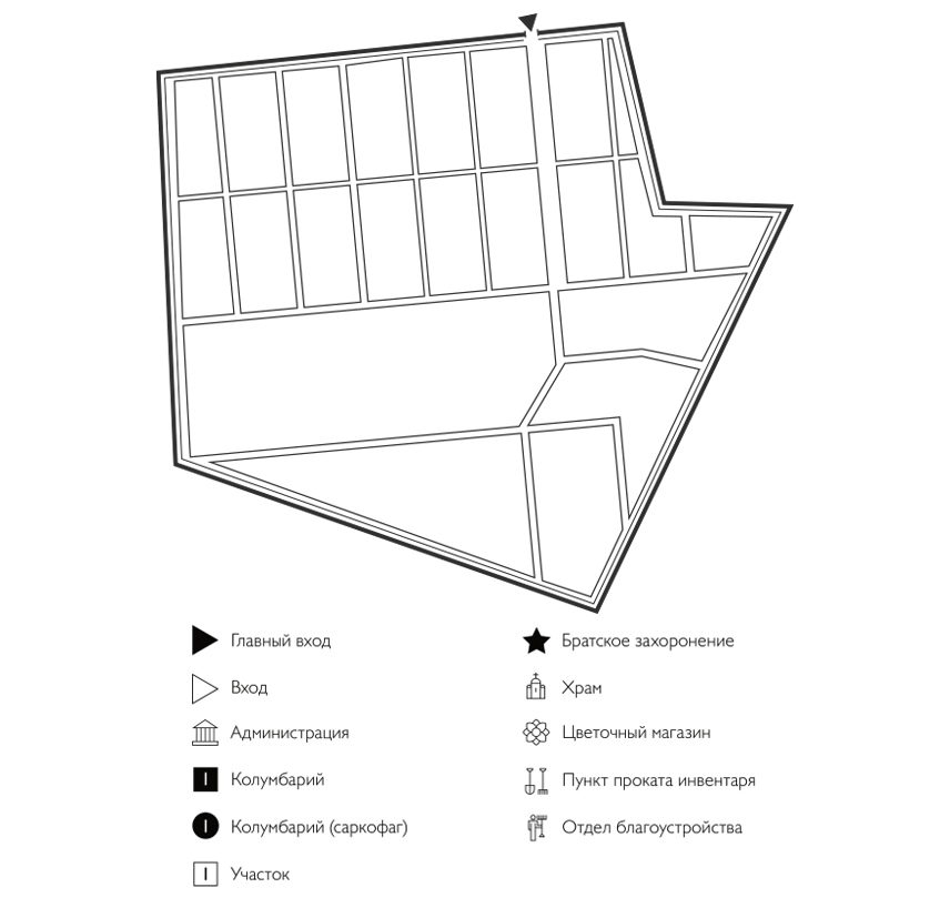 Схема кладбища Запрудье