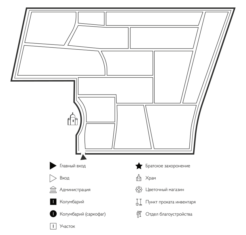 Схема кладбища Заречье