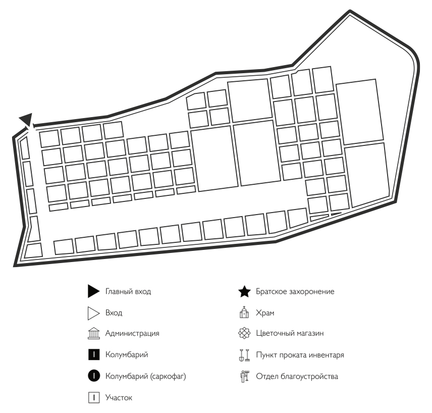 Схема Городского кладбища города Сольцы