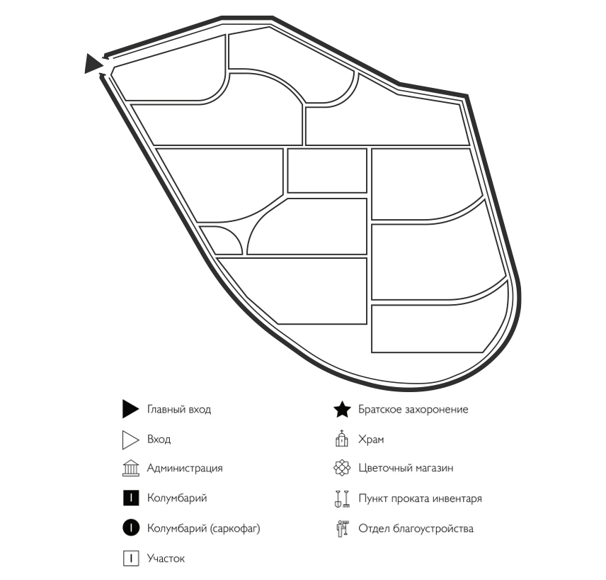 Схема Горьковского кладбища