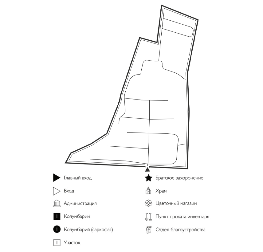 Схема Старого Ворошиловского кладбища