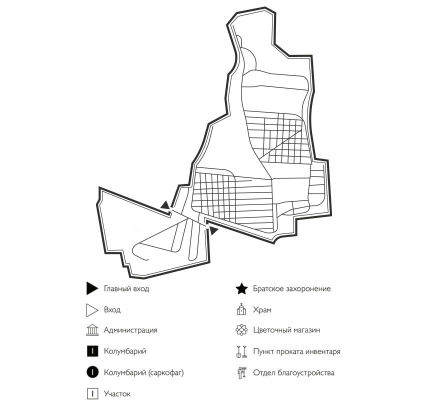 Схема Нового Ворошиловского кладбища
