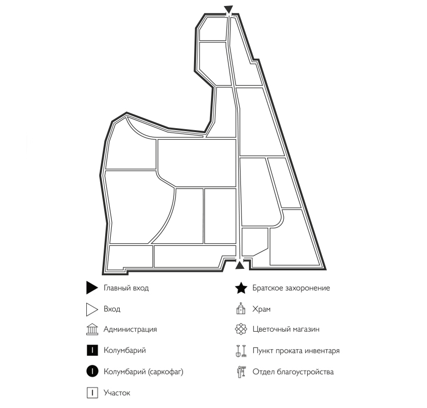 Схема Городского кладбища Семилуки
