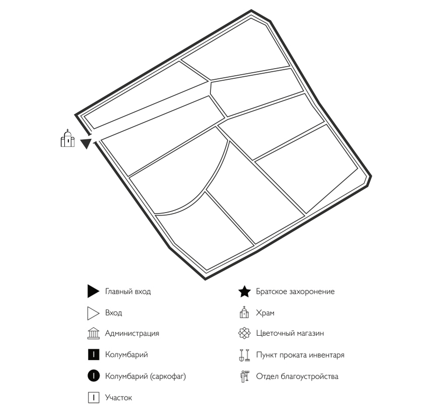 Схема Малышевского кладбища