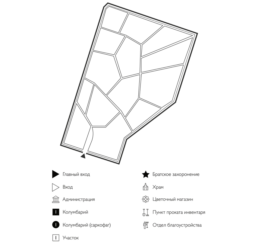 Схема кладбища станции Графская