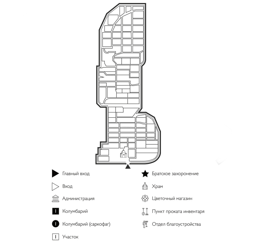 Схема Юго-Западного кладбища