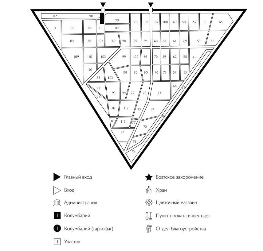 Схема Востряковского северного кладбища